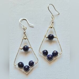 Blue Sandstone and silver earrings
